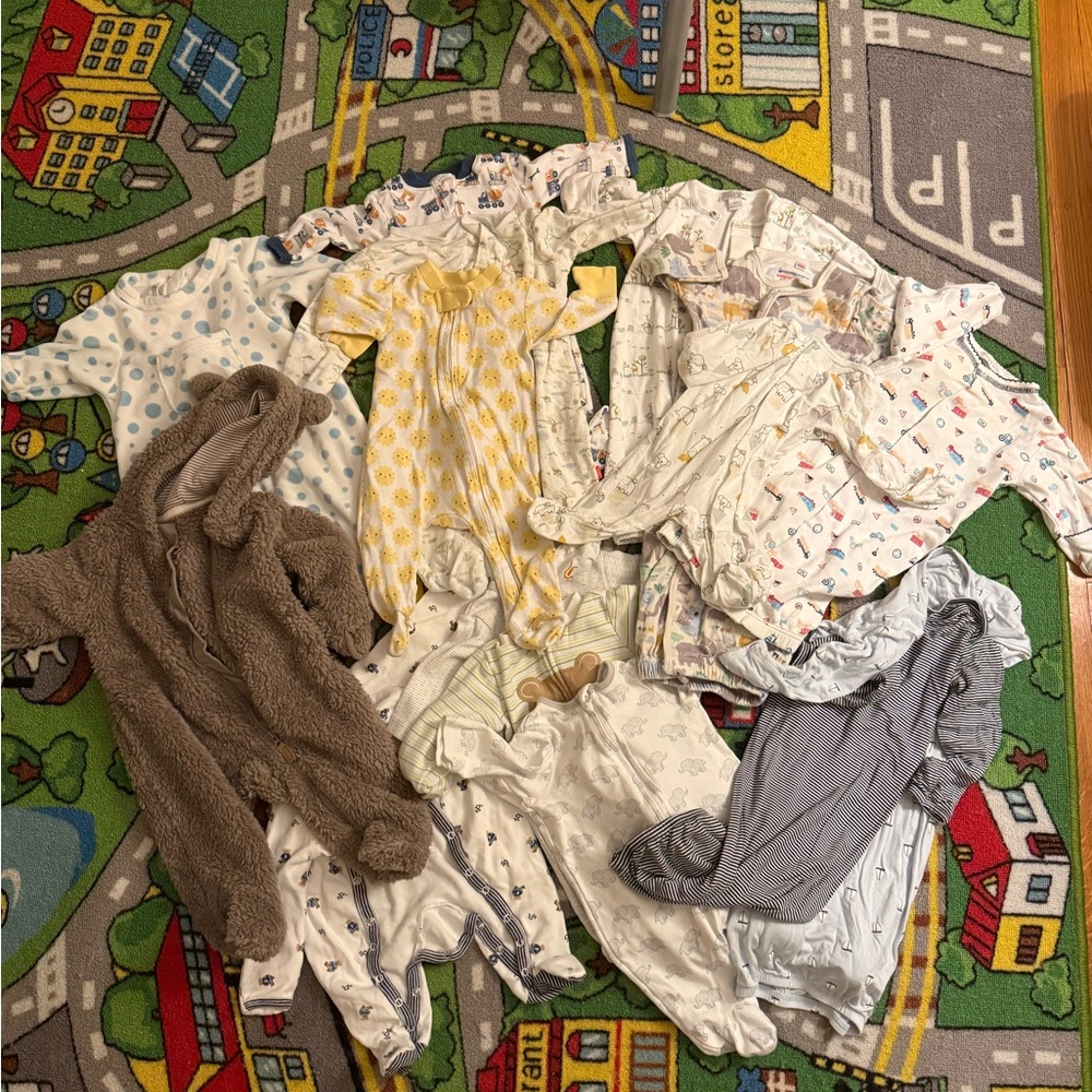Assorted Baby Onesies and Pajamas size Newborn and 0-3